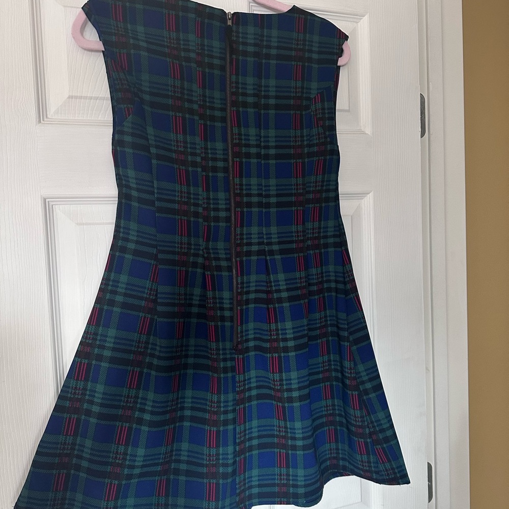 Plaid Dress - Blue and Green